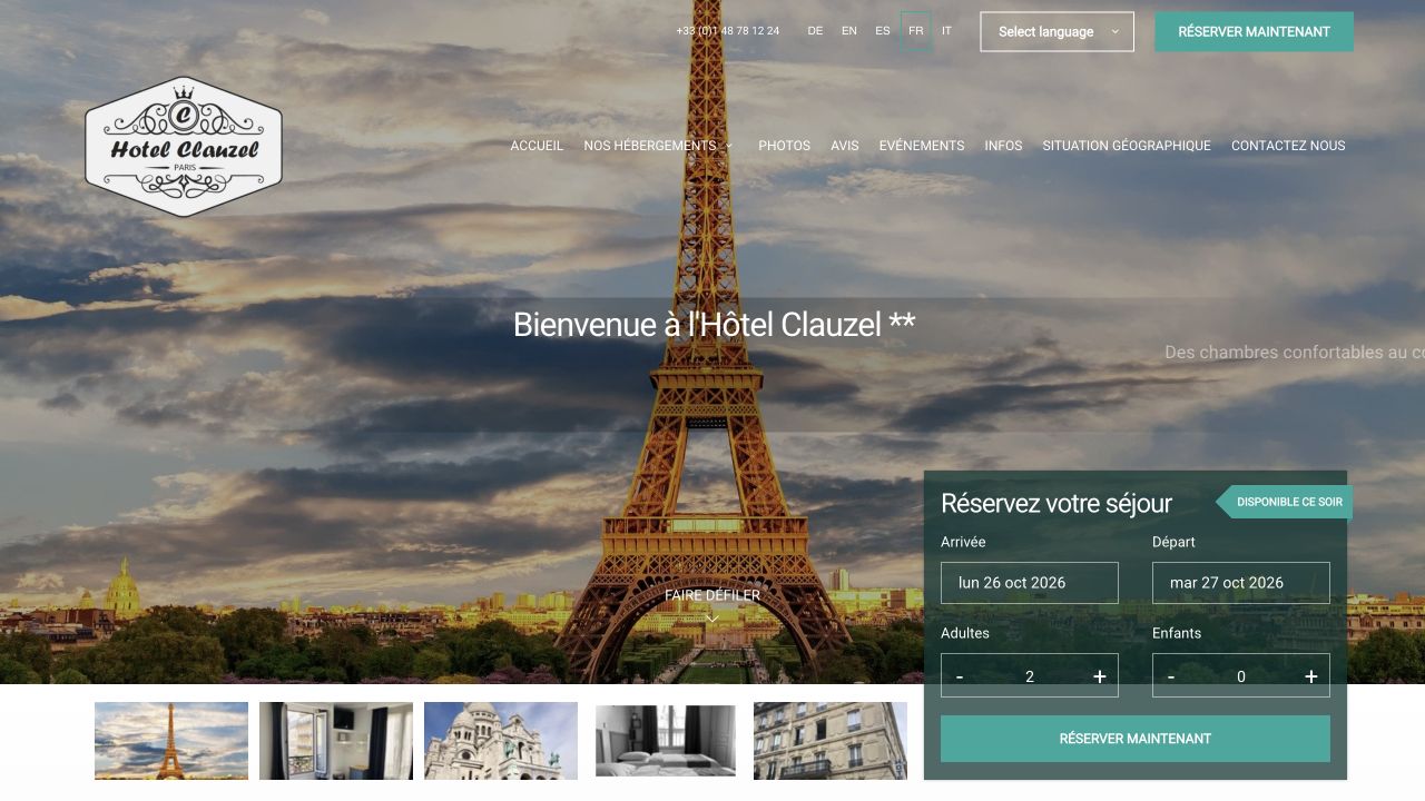Capture du site de Hôtel Clauzel